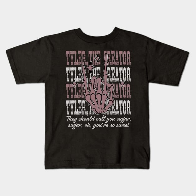 They should call you sugar, sugar, oh, you're so sweet Skull Fingers Outlaw Music Lyric Kids T-Shirt by Beetle Golf